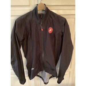 Castrelli Mens Cycling Full Zip Jacket Sz L Goretex Italian Black